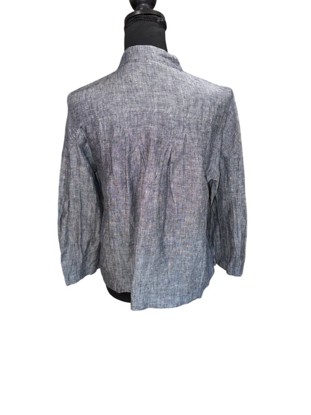 Pink Twill 100% Linen Women M Cardigan Jacket Top Sustainable Button Front Gray - Picture 3 of 11